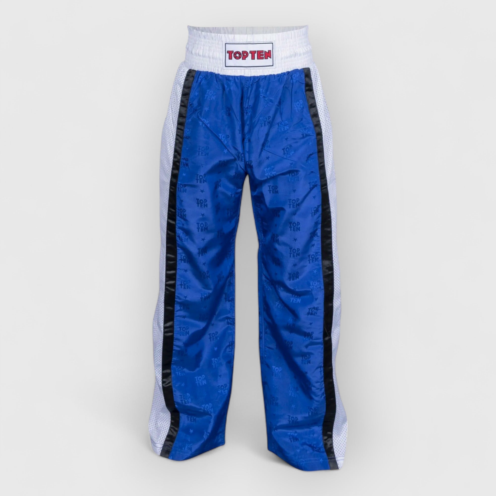 TOP TEN WAKO Mesh Kickboxingbukse - Blå/Hvit - CombatStore.no