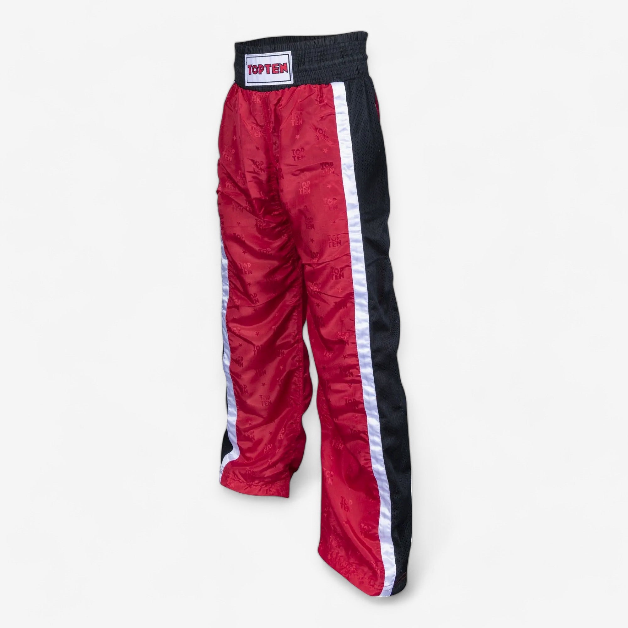 TOP TEN WAKO Mesh Kickboxingbukse - Rød/Svart - CombatStore.no