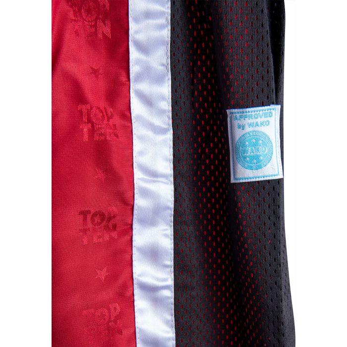 TOP TEN WAKO Mesh Kickboxingbukse - Rød/Svart - CombatStore.no